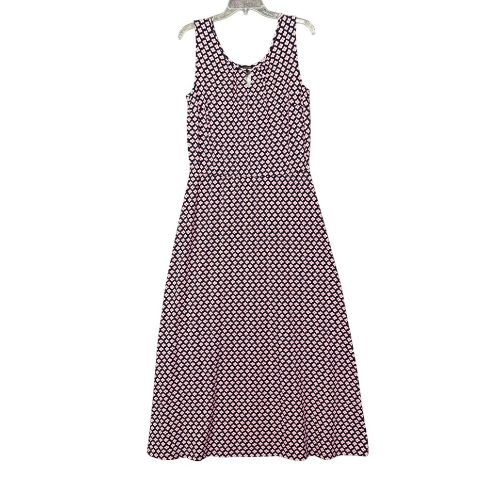Talbots Maxi Dress Womens Medium Navy Pink Floral Sleeveless Knit Casual NWT